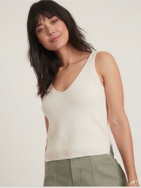 Marine Layer Knit “Finley” Cream Sweater V-Neck Tank Size Medium